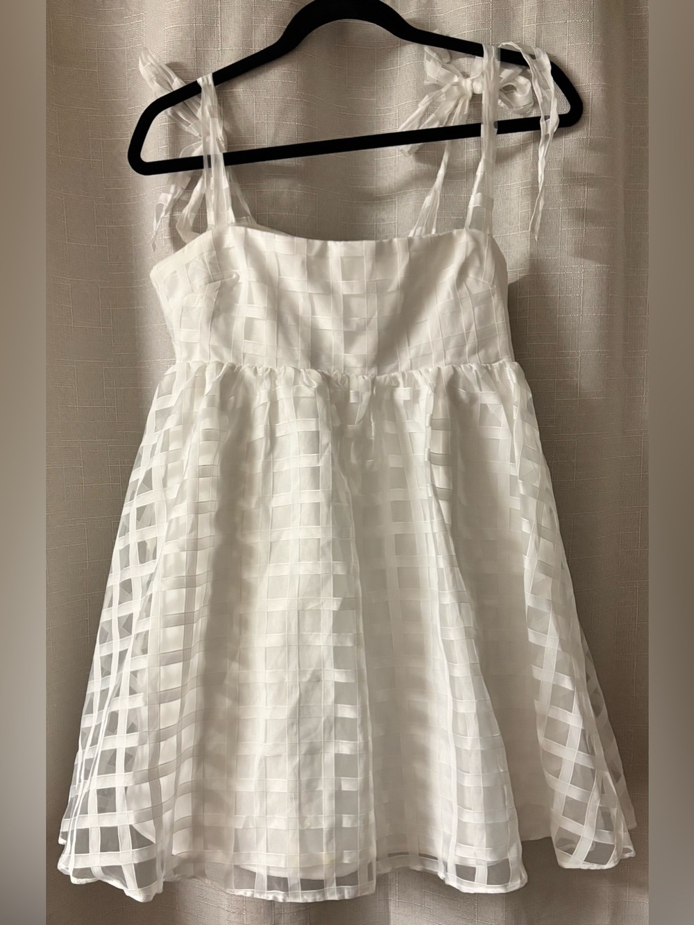 Amanda Uprichard Russo White Checkered Baby Doll Mini Dress - Picture 3 of 11